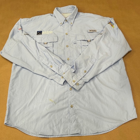 Columbia Other - Columbia Blue PFG Omni Shade Fishing Shirt Mens Large w/company logo